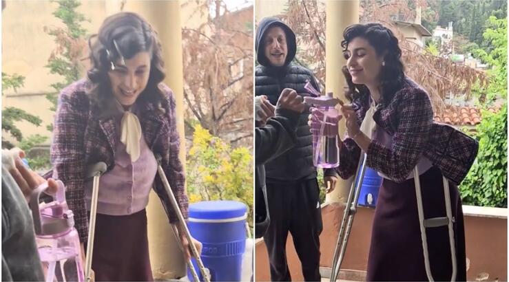 Ατύχημα για τη Δανάη Παππά: Πήγε με τις πατερίτσες στα γυρίσματα και γύψο στο πόδι [βίντεο]