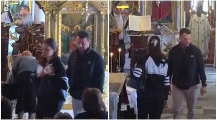 Γιώργος Αγγελόπουλος: Με την εγκυμονούσα σύζυγό του στο 40ήμερο μνημόσυνο της μητέρας του [εικόνες & βίντεο]