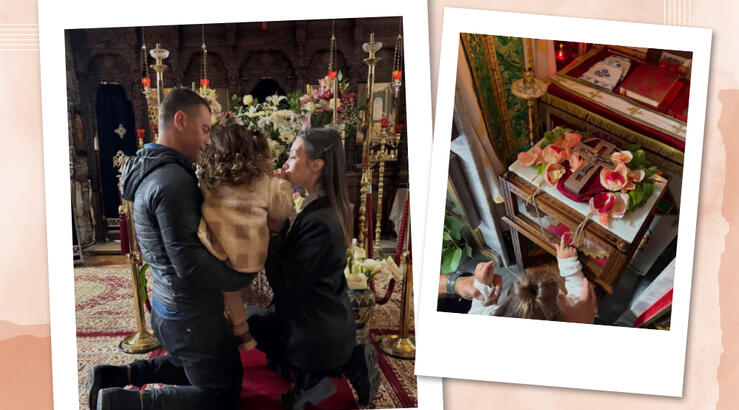 Αγγελόπουλος - Βαμβακούση: Το προσκύνημα με την 2χρονη κόρη τους και τα λόγια του Άγιου Παΐσιου [εικόνες]