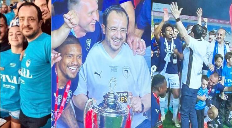 Nίκος Χριστοδουλίδης: Τρελά πανηγύρια στο γήπεδο για την κατάκτηση του Κυπέλλου