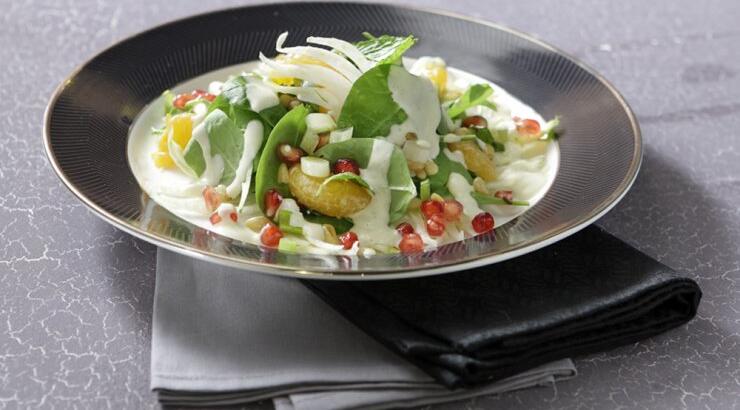 Λεπτοκομμένη σαλάτα με φοινόκιο και ρόδι