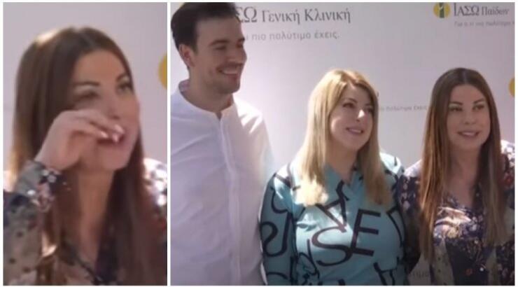 Με δάκρυα στα μάτια η Άντζελα Δημητρίου συνοδεύοντας την κόρη της που πήρε εξιτήριο από το μαιευτήριο