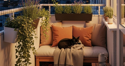 Ένα (πολύ) μικρό μπαλκόνι έγινε η πιο cozy γωνιά