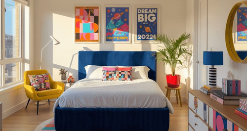 Πώς ένα υπνοδωμάτιο είναι γεμάτο χρώμα, χωρίς υπερβολή