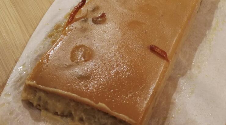 Rum raisin flan