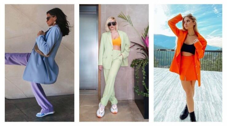 Colour Pop: Τρία fashion girls φοράνε κοστούμια σε αγαπημένες αποχρώσεις