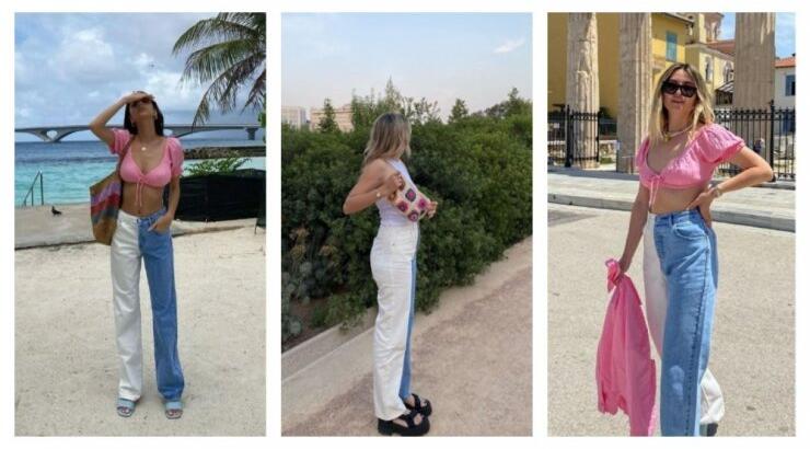 Colour-block denim: 3 fashion girls φοράνε τo πιο cool τζιν της σεζόν