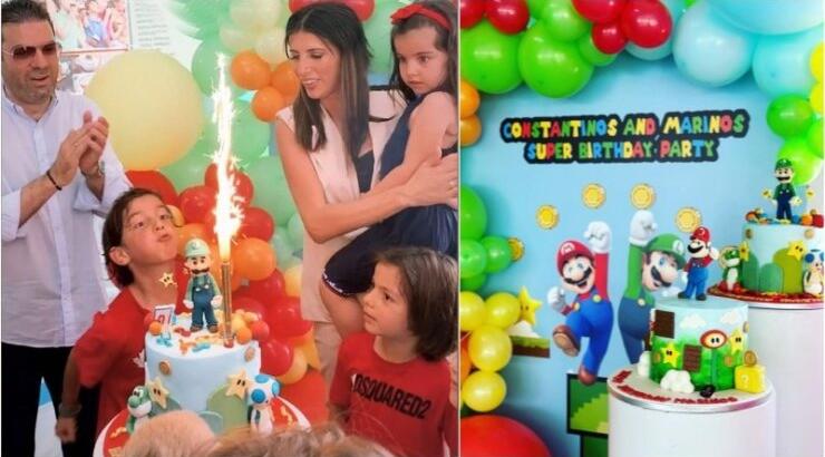 Ευθύμιος Δίπλαρος - Αργυρώ Ροτσίδου: Το Super Mario πάρτι γενεθλίων των παιδιών τους [εικόνες]