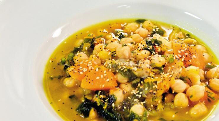 Σούπα με ρεβύθια και κολοκύθα