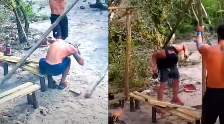 Ατύχημα για Καραγκούνια και Ασημακόπουλο: Τους έπεσε βαρύ ξύλο στο κεφάλι [βίντεο]