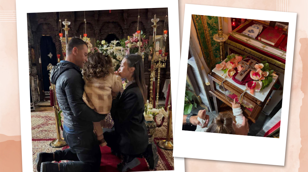 Αγγελόπουλος - Βαμβακούση: Το προσκύνημα με την 2χρονη κόρη τους και τα λόγια του Άγιου Παΐσιου [εικόνες]