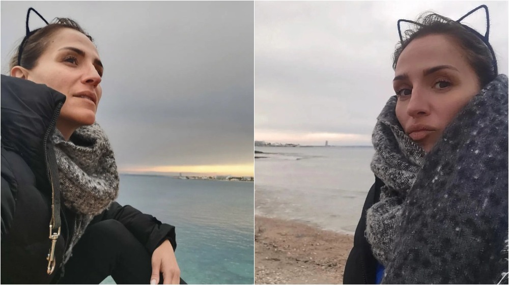 Mάρα Κωνσταντίνου: Πήγε παραλία με χοντρό σακάκι και μάλλινο κασκόλ - Τα έβγαλε και έκανε βουτιές [εικόνες]
