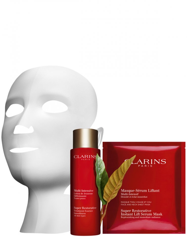 Clarins, Super Restorative Instant Lift Serum Mask & Super Restorative Treatment Essence