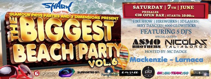 Έρχεται για 6η φορά το μεγαλύτερο beach party που διοργανώνεται κάθε χρόνο τα τελευταία 6 χρόνια στη Λάρνακα...