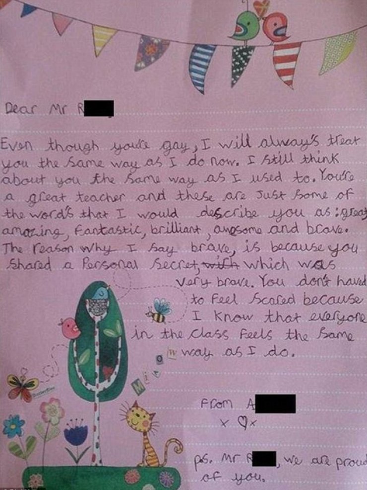 «Θα σας συμπεριφέρομαι όπως πάντα» -Το τρυφερό γράμμα 9χρονης στο δάσκαλό της, όταν αποκάλυψε ότι είναι γκέι