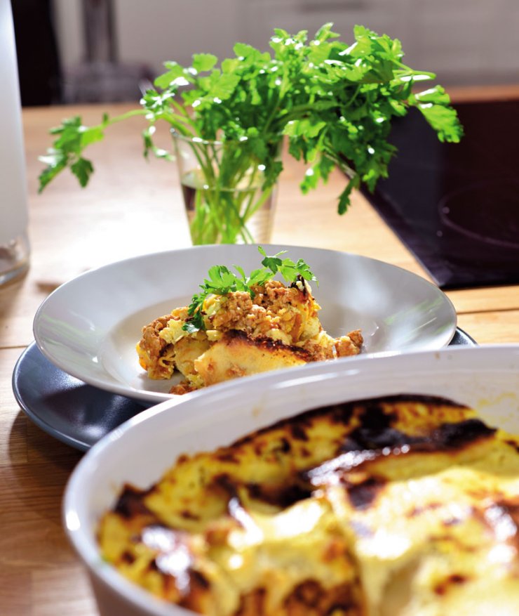 Κανελόνια ογκρατέν με κιμά κοτόπουλο