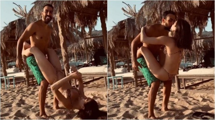 Μελίνα Νικολαΐδη: Η "καυτή" γυμναστική με τον σύντροφο της στην παραλία με φιλιά στα χείλη