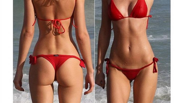 Με κόκκινο μαγιό ανεβάζει τη θερμοκρασία στο...κόκκινο!