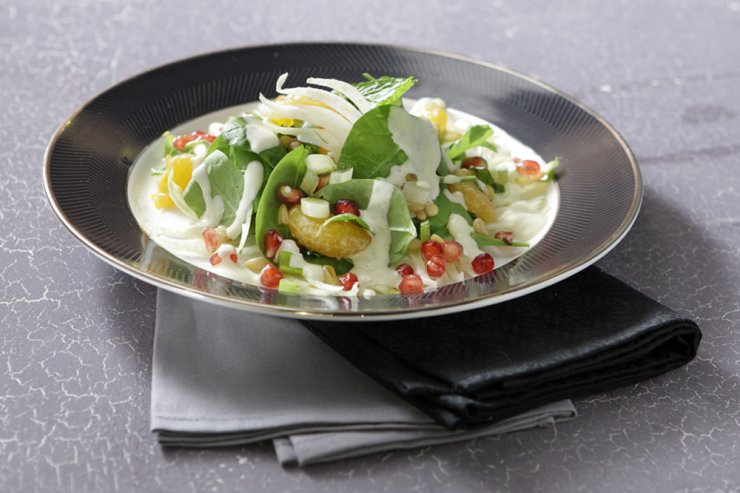 Λεπτοκομμένη σαλάτα με φοινόκιο και ρόδι