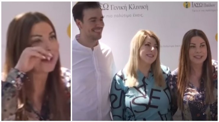 Με δάκρυα στα μάτια η Άντζελα Δημητρίου συνοδεύοντας την κόρη της που πήρε εξιτήριο από το μαιευτήριο