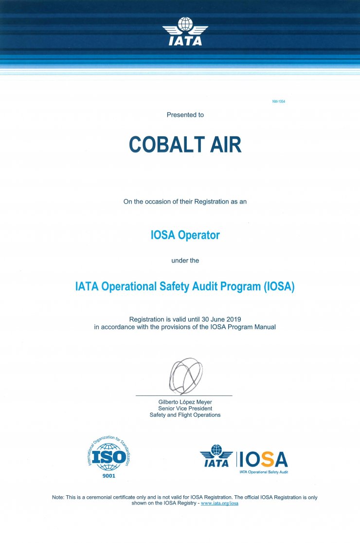 Η Cobalt Air αποτελεί ένα ολοκληρωμένο πρότυπο ασφάλειας και ποιότητας
