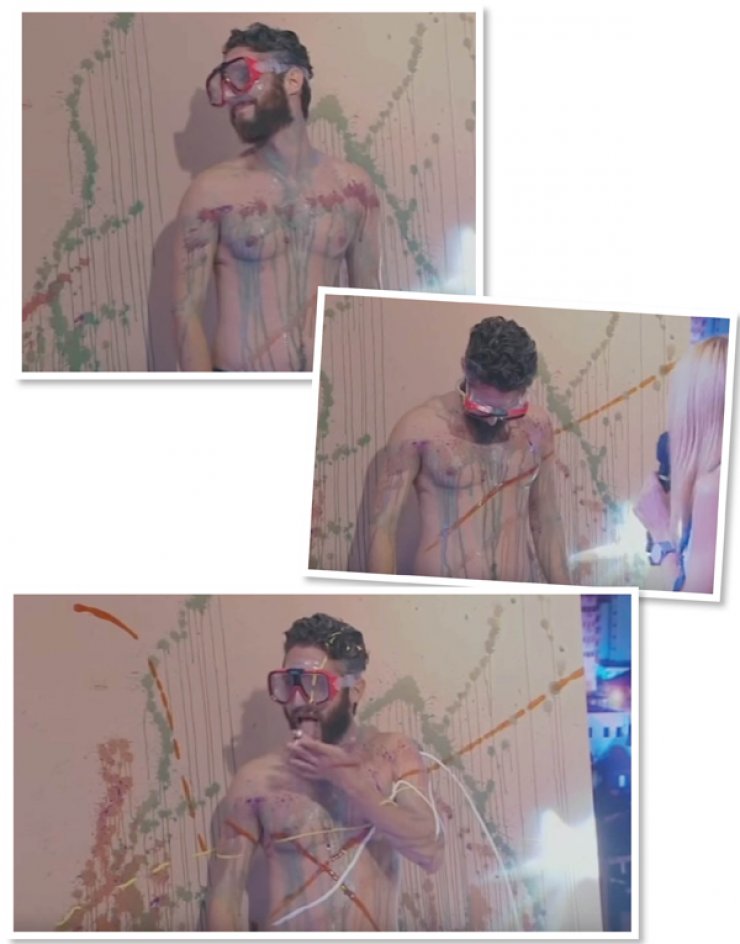 Tρελό Γέλιο: Ο Λούης Πατσαλίδης αναπαριστά τη σκηνή όπου ο Ανδρέας Φυλακτού ρίχνει μπογιές σε καμβά