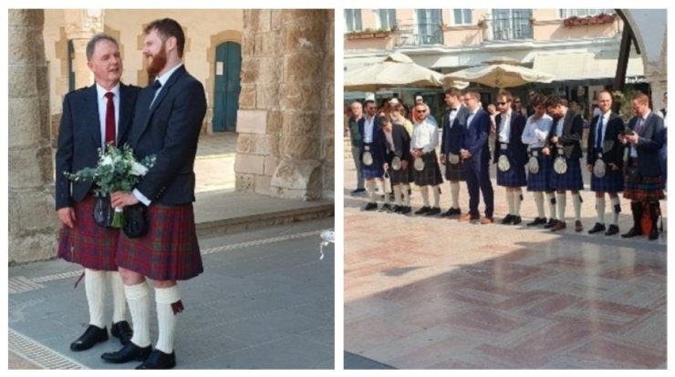 Γάμος στη Λάρνακα με Κύπρια νύφη και Σκωτσέζο γαμπρό – Με κιλτ και γκάιντα την περίμενε στην εκκλησία