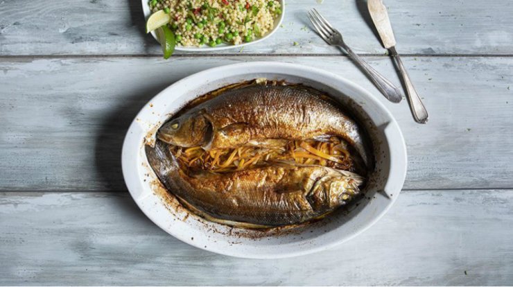 Λαβράκι με λαχανικά και κους κους 