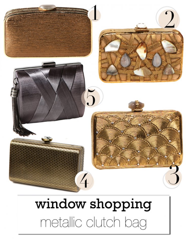 Metallic clutch bag