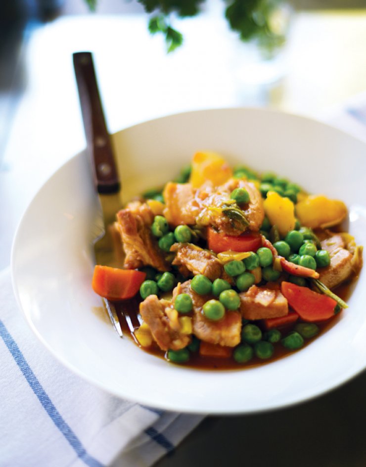 Πανσέτα με αρακά στην κατσαρόλα