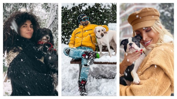 Επώνυμοι Έλληνες ποζάρουν με τα σκυλάκια τους στα χιόνια! [εικόνες]