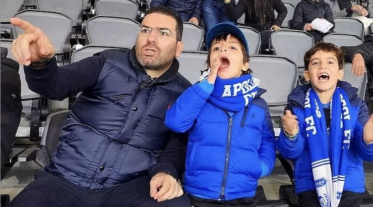 Eυθύμιος Δίπλαρος: Με τους γιους του στο νέο γήπεδο Λεμεσού σε στιγμές έντασης