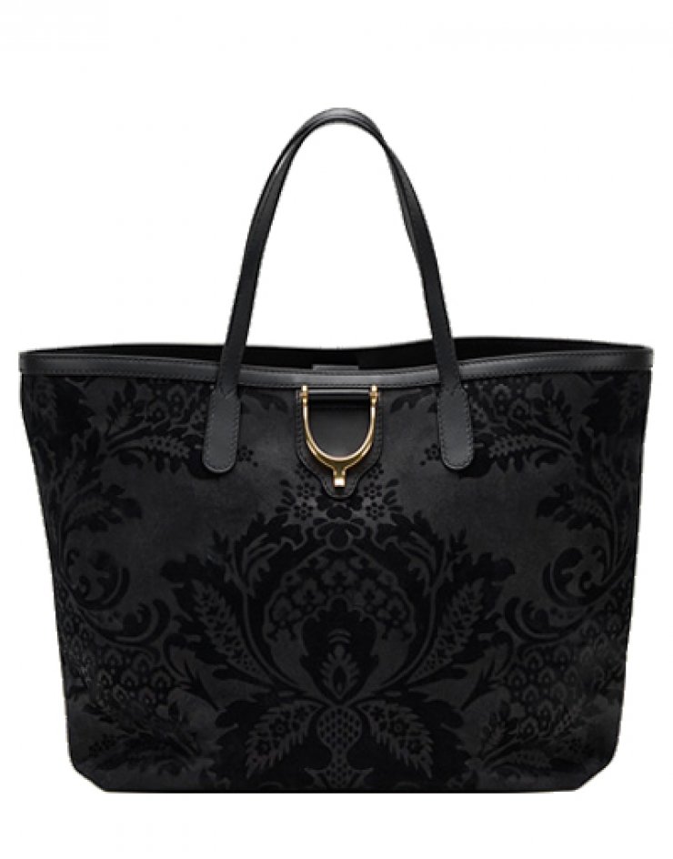 Soft Stirrup Brocade leather tote