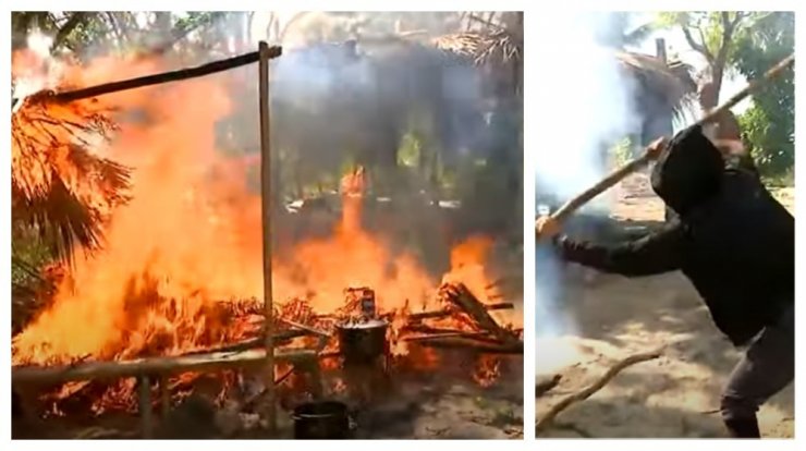 Έτσι ξέσπασε η φωτιά στην καλύβα των Μαχητών - Παρανάλωμα του πυρός στην παραλία τους [βίντεο] 