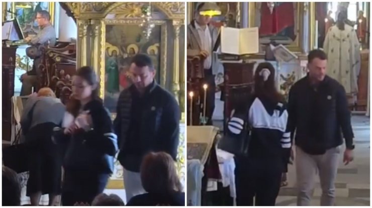 Γιώργος Αγγελόπουλος: Με την εγκυμονούσα σύζυγό του στο 40ήμερο μνημόσυνο της μητέρας του [εικόνες & βίντεο]