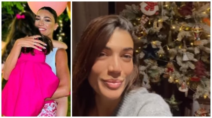 Ήβη Αδάμου: Η κόρη της ποζάρει μπροστά από το χριστουγεννιάτικο τους δέντρο [εικόνα]