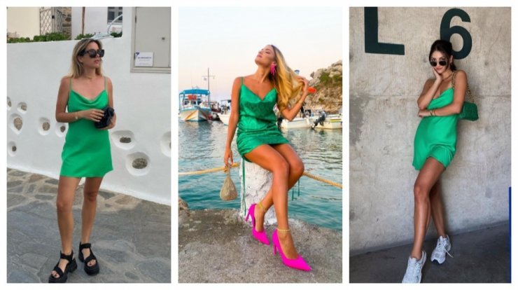 Πράσινο slip dress: Πώς να το φορέσεις, σύμφωνα με 5 fashion girls