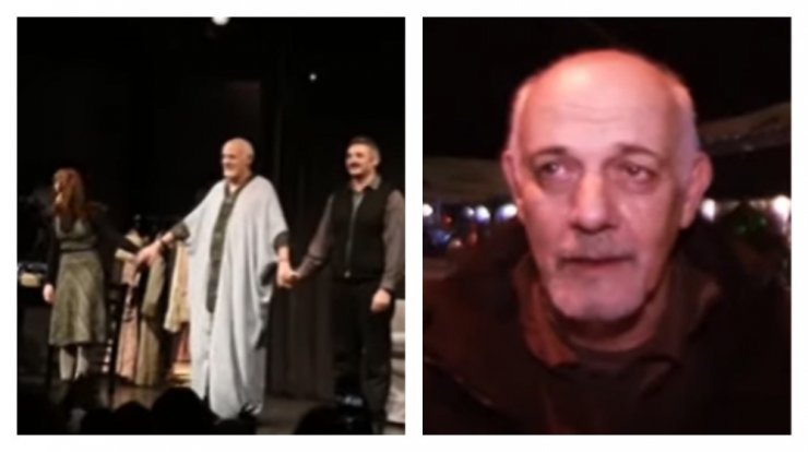 Επεισοδιακή επιστροφή στο θέατρο για τον Γιώργο Κιμούλη - Με πανό και συνθήματα [βίντεο]