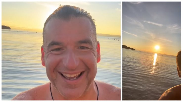 Γιώργος Λιάγκας: Μας εύχεται καλές γιορτές απολαμβάνοντας τις χειμωνιάτικες βουτιές του [βίντεο]