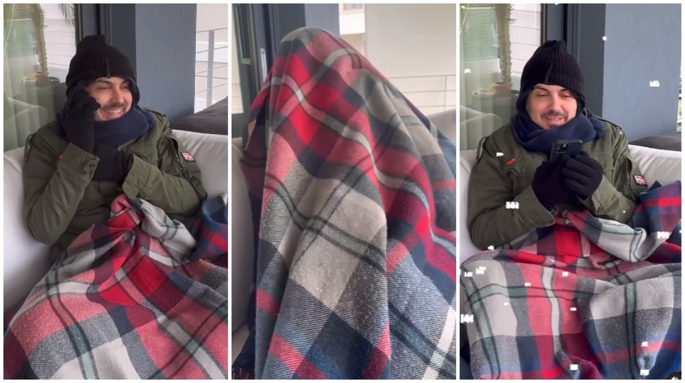 Χατζηγιάννης: Η προσπάθεια του να ζεσταθεί στο κρύο παραχωρώντας συνέντευξη από το μπαλκόνι του [βίντεο]